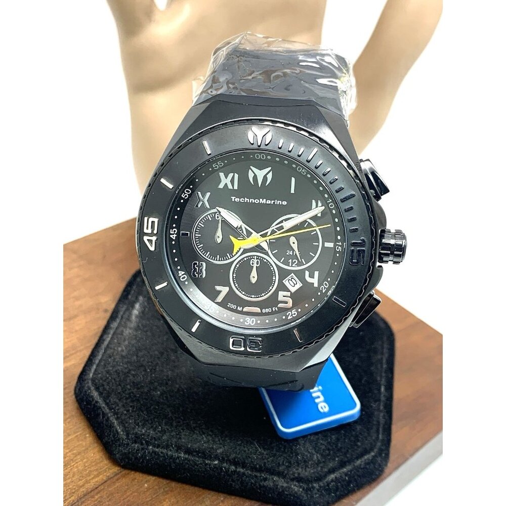 Technomarine Men's Watch TM-215069 Manta Chronograph Quartz Black Yellow Rubber